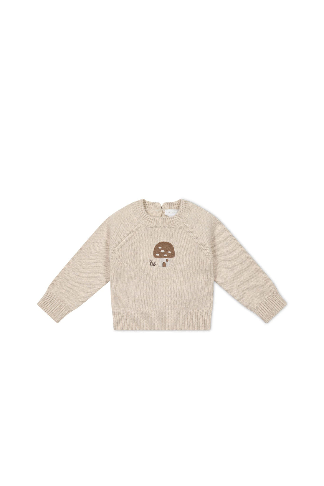 Ethan Jumper - Oatmeal Marle Jacquard Mushroom House Childrens Jumper from Jamie Kay Australia