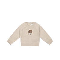 Ethan Jumper - Oatmeal Marle Jacquard Mushroom House Childrens Jumper from Jamie Kay Australia