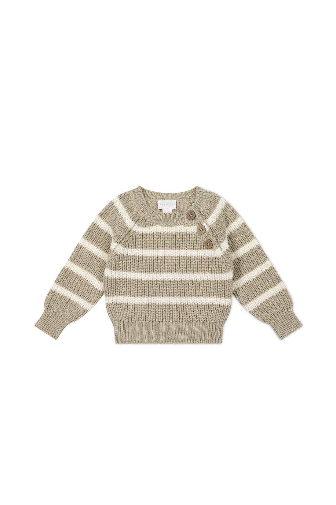 Frankie Jumper - Vintage Taupe/Cloud Stripe Childrens Jumper from Jamie Kay Australia