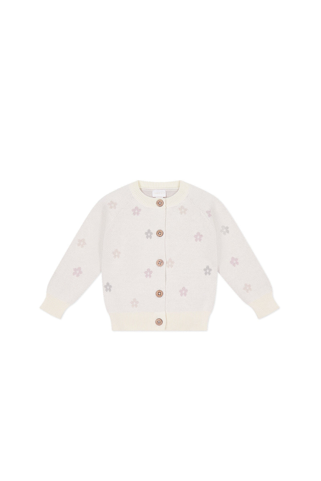 Harper Cardigan - Fifi Egret Jacquard Childrens Cardigan from Jamie Kay Australia