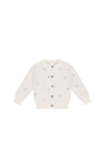 Harper Cardigan - Fifi Egret Jacquard Childrens Cardigan from Jamie Kay Australia