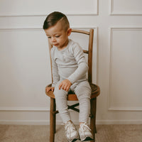 Organic Cotton Modal Long Sleeve Henley - Light Grey Marle Childrens Top from Jamie Kay Australia