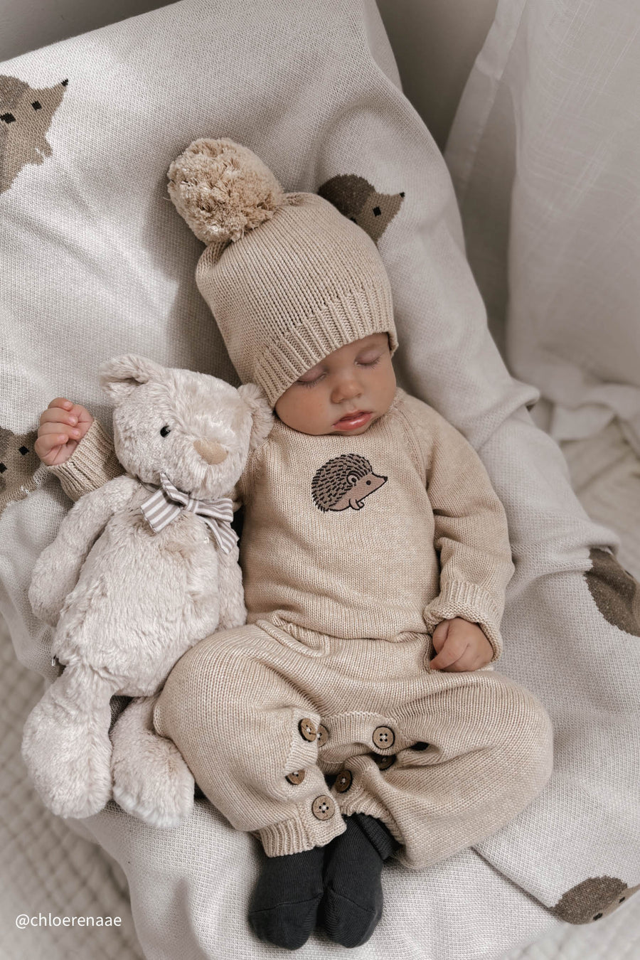 Theo Onepiece - Oatmeal Marle Hedgehog Childrens Onepiece from Jamie Kay Australia