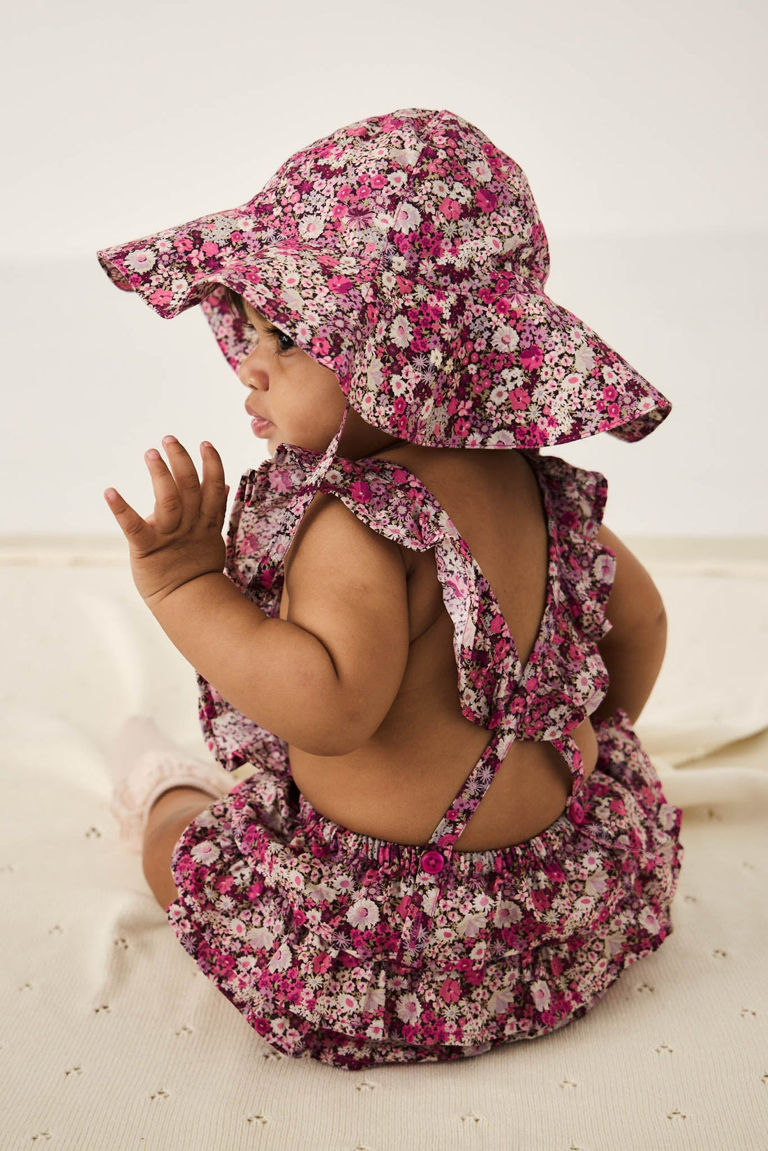 Organic Cotton Madeline Playsuit - Garden Print Childrens Playsuit from Jamie Kay Australia