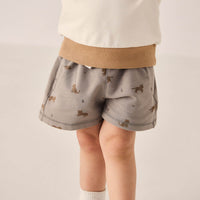 Organic Cotton Jalen Short - Lenny Leopard Sage Childrens Short from Jamie Kay Australia