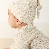 Organic Cotton Knot Beanie - Blueberry Ditsy Childrens Hat from Jamie Kay Australia