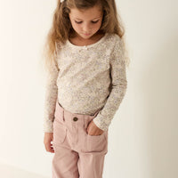 Organic Cotton Long Sleeve Top - April Floral Mauve Childrens Top from Jamie Kay Australia