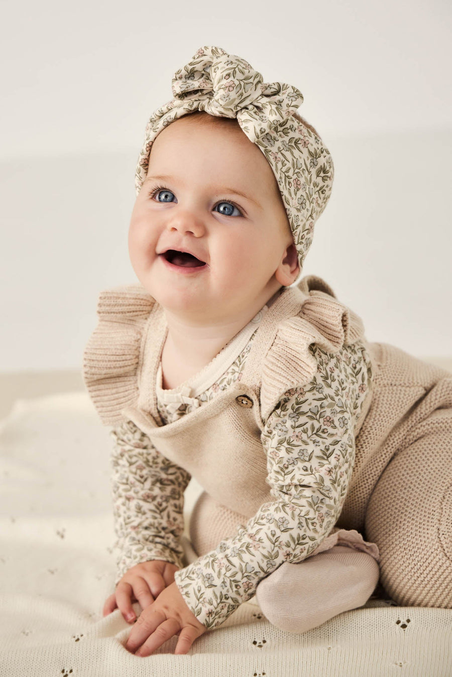 Organic Cotton Long Sleeve Bodysuit - Ariella Eggnog Childrens Bodysuit from Jamie Kay Australia