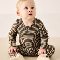 Organic Cotton Modal Long Sleeve Bodysuit - Bear/Cassava Childrens Bodysuit from Jamie Kay Australia