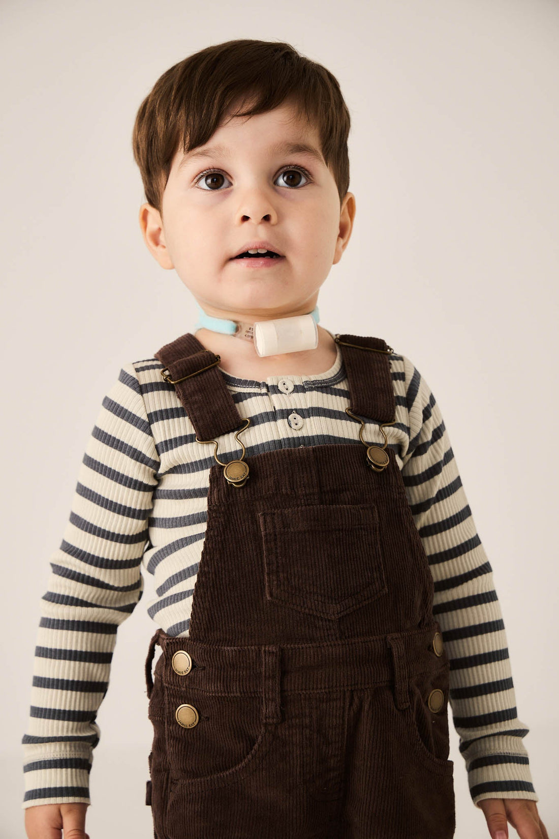 Organic Cotton Modal Long Sleeve Henley - Cassava/Arctic Childrens Top from Jamie Kay Australia