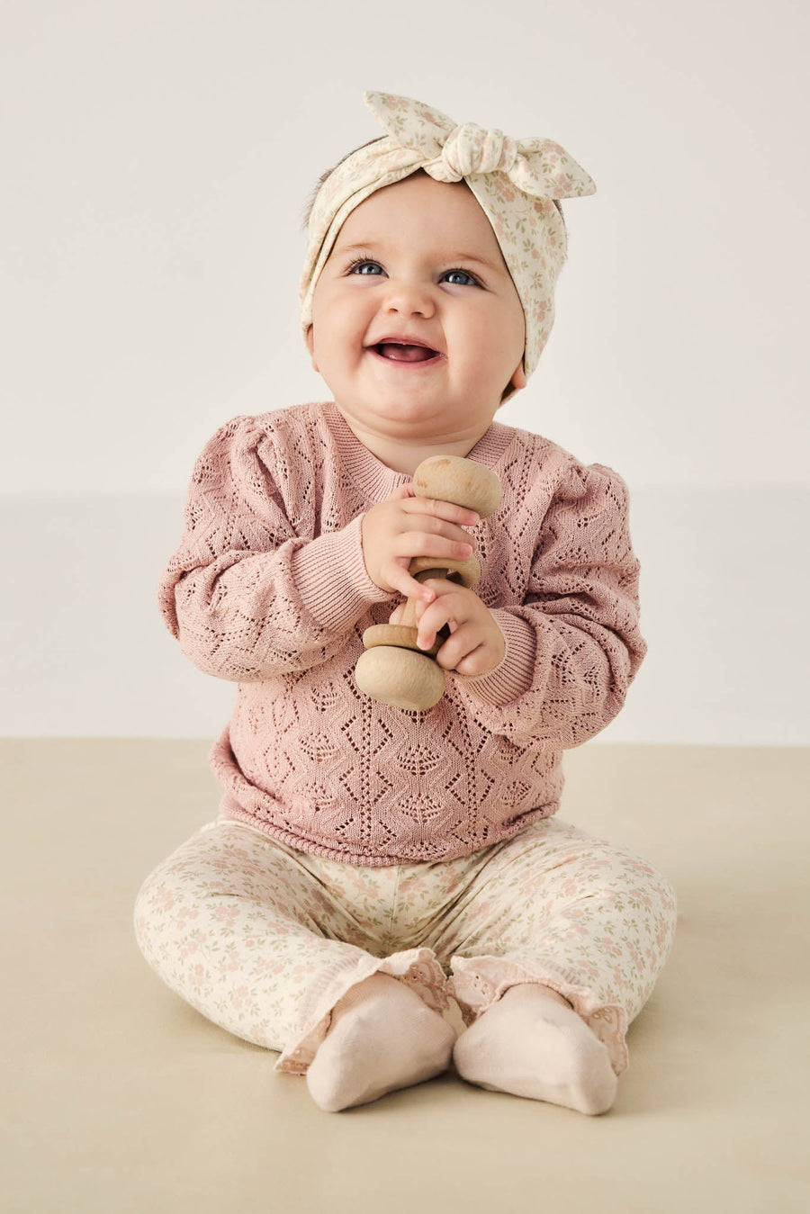 Organic Cotton Everyday Legging - Rosalie Floral Mauve Childrens Legging from Jamie Kay Australia