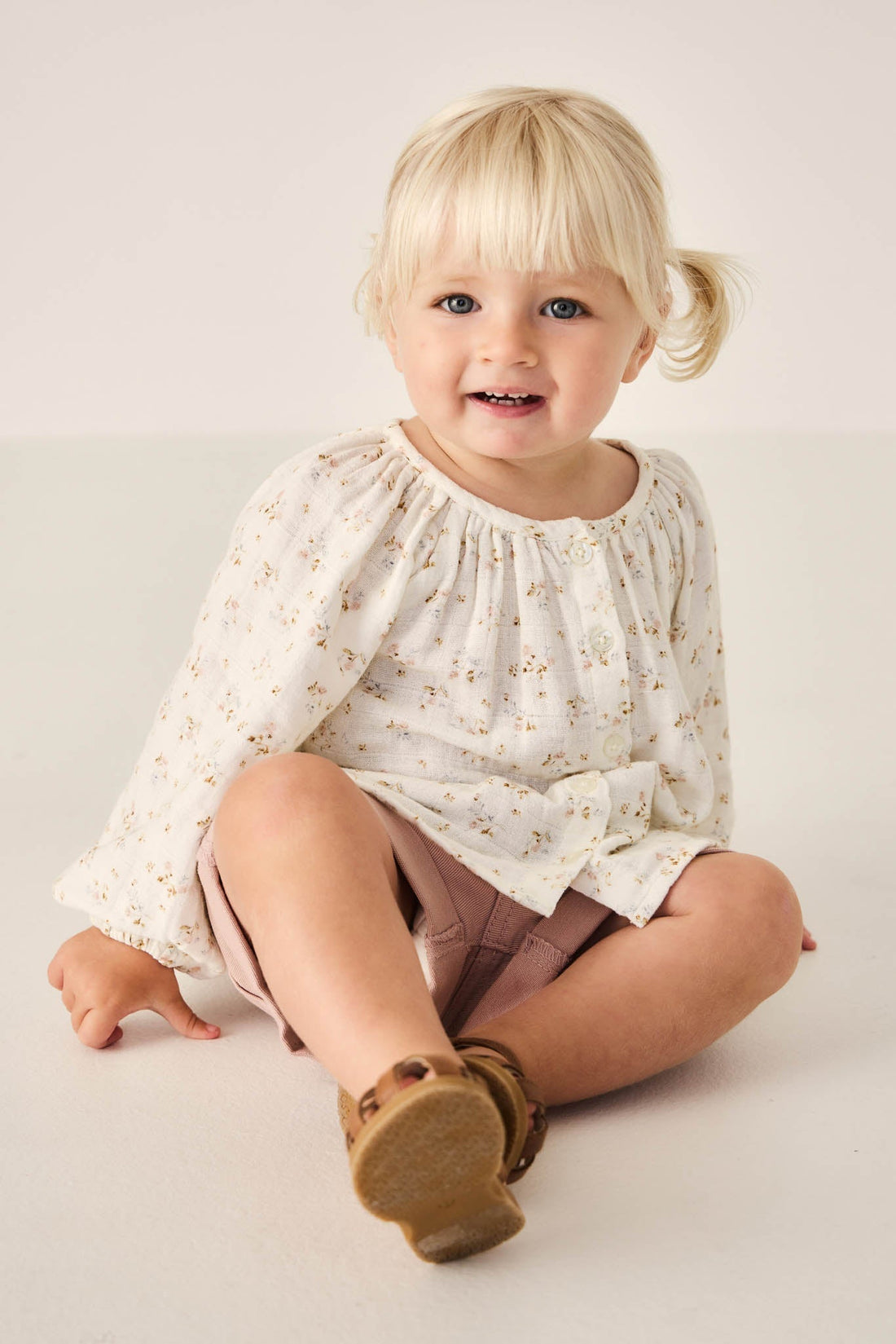 Organic Cotton Muslin Martha Top - Nina Watercolour Floral Childrens Top from Jamie Kay Australia