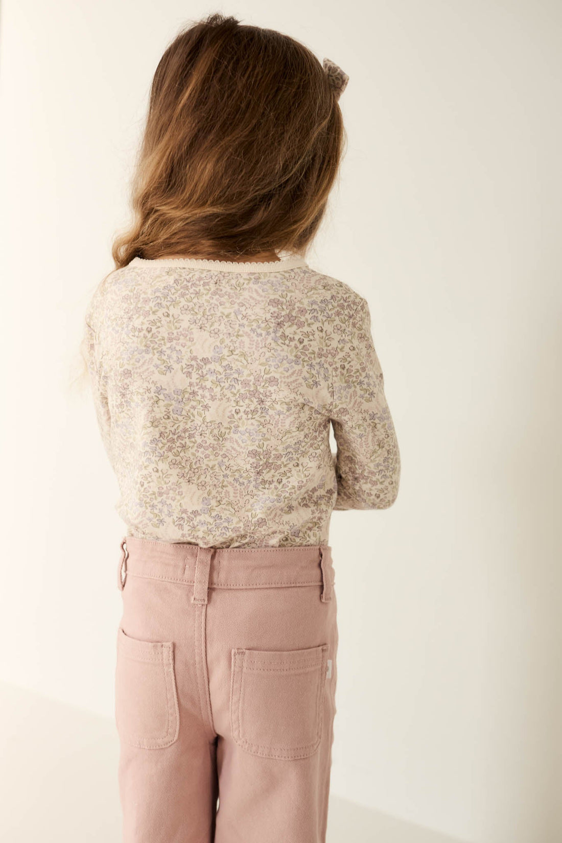 Organic Cotton Long Sleeve Top - April Floral Mauve Childrens Top from Jamie Kay Australia