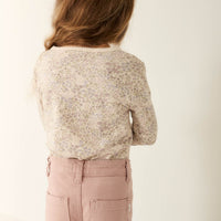 Organic Cotton Long Sleeve Top - April Floral Mauve Childrens Top from Jamie Kay Australia