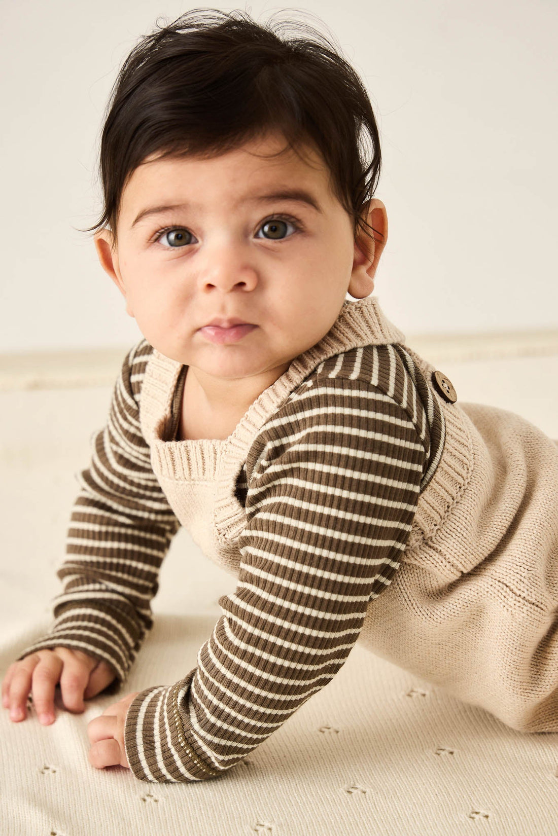 Organic Cotton Modal Long Sleeve Bodysuit - Bear/Cassava Childrens Bodysuit from Jamie Kay Australia