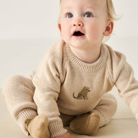 Ethan Jumper - Oatmeal Marle Leopard Childrens Jumper from Jamie Kay Australia