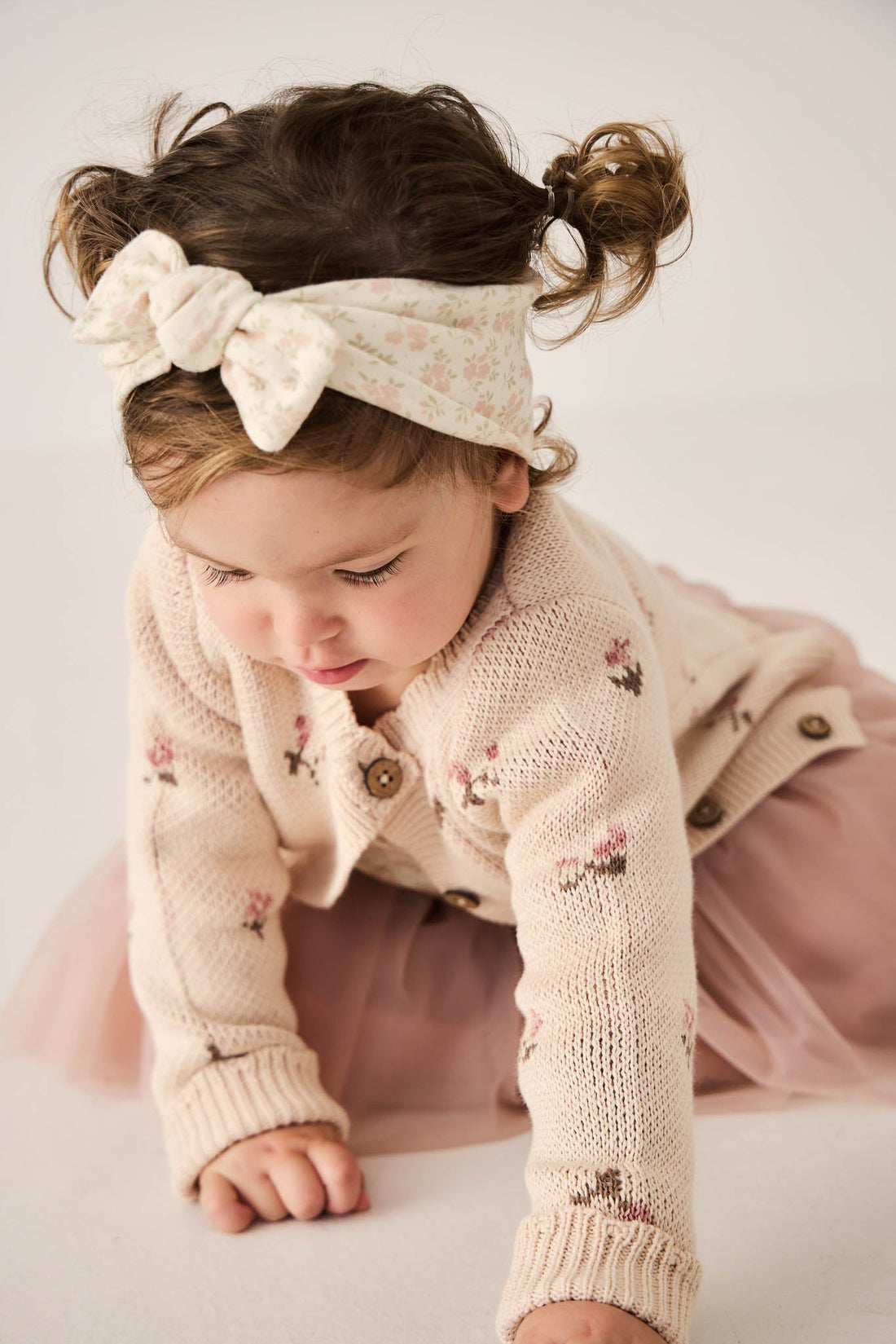 Delilah Cardigan - Delilah Jacquard Misty Rose Childrens Cardigan from Jamie Kay Australia