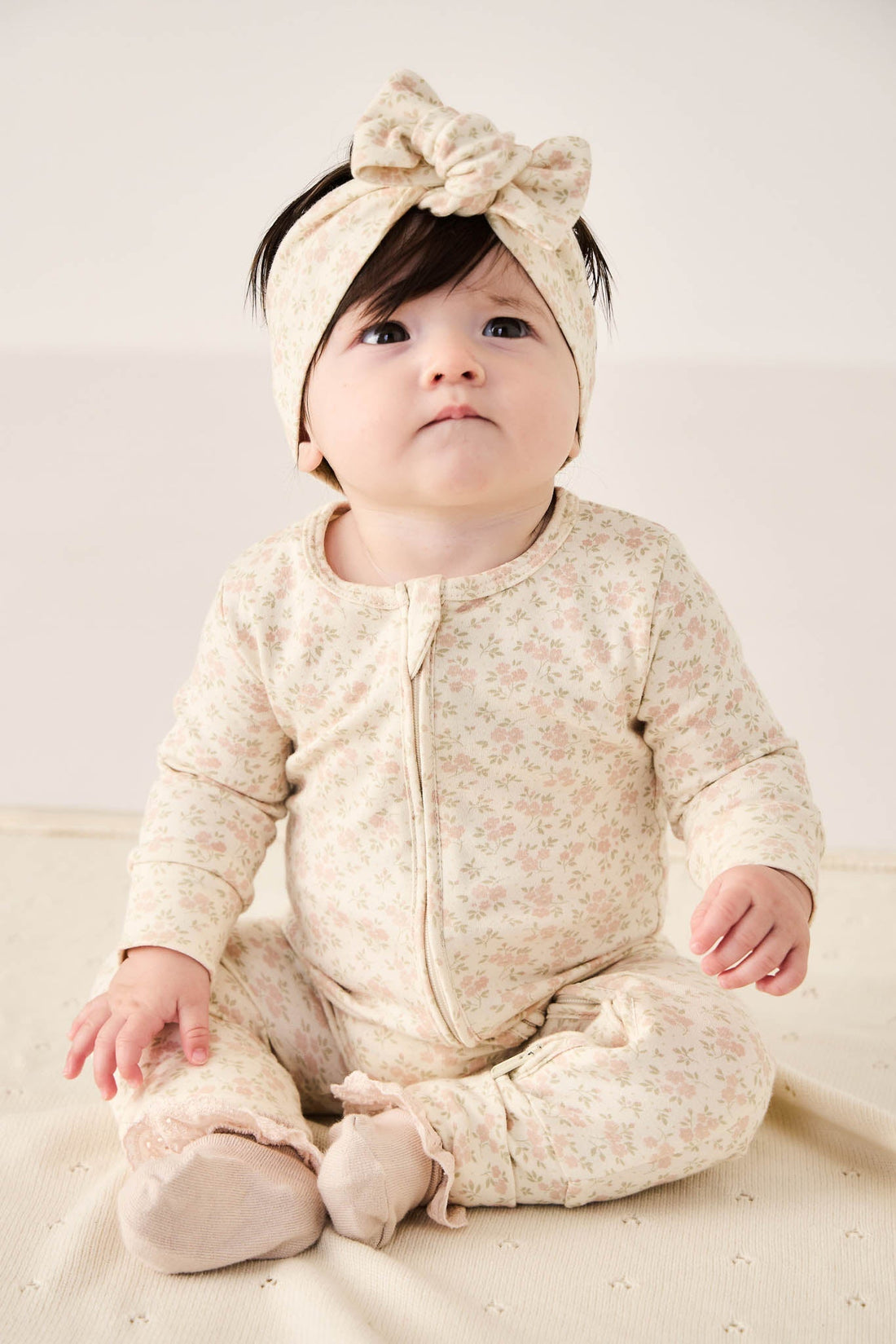 Organic Cotton Frankie Onepiece - Rosalie Floral Mauve Childrens Onepiece from Jamie Kay Australia