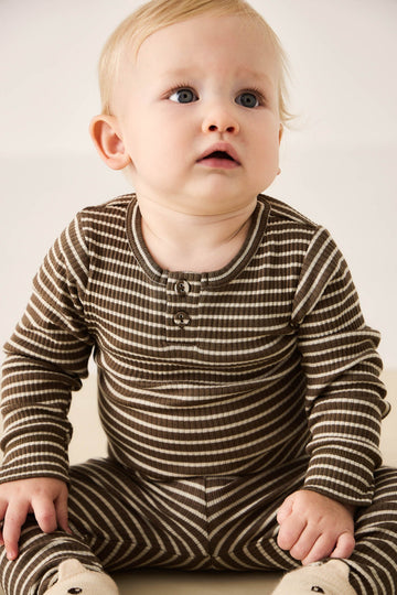 Organic Cotton Modal Long Sleeve Bodysuit - Bear/Cassava Childrens Bodysuit from Jamie Kay Australia