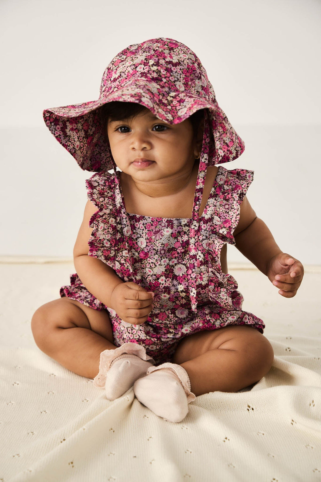 Organic Cotton Madeline Playsuit - Garden Print Childrens Playsuit from Jamie Kay Australia