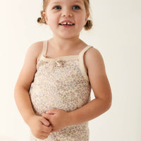 Organic Cotton Singlet - April Floral Mauve Childrens Singlet from Jamie Kay Australia