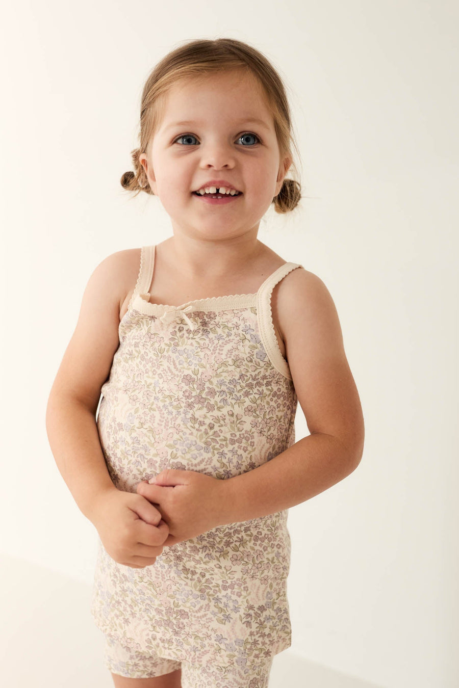 Organic Cotton Singlet - April Floral Mauve Childrens Singlet from Jamie Kay Australia