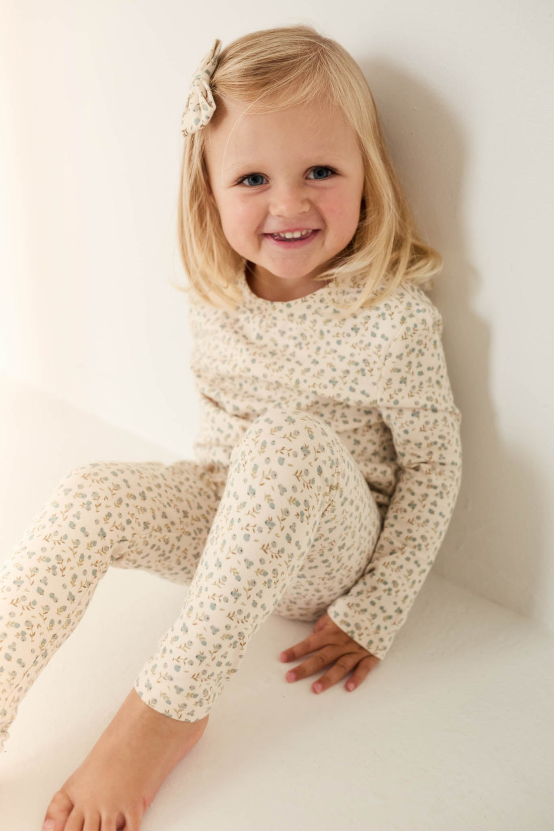 Organic Cotton Avis Long Sleeve Set - Blueberry Ditsy Childrens Pyjamas from Jamie Kay Australia