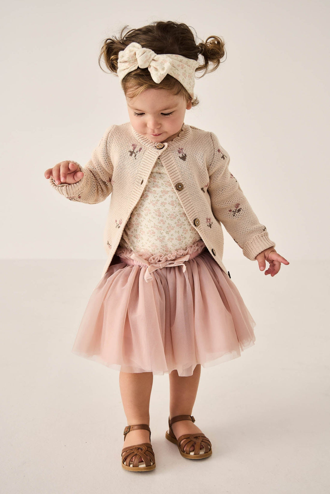 Delilah Cardigan - Delilah Jacquard Misty Rose Childrens Cardigan from Jamie Kay Australia