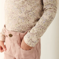 Organic Cotton Long Sleeve Top - April Floral Mauve Childrens Top from Jamie Kay Australia