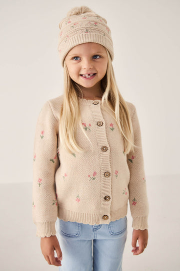 Delilah Cardigan - Delilah Jacquard Oatmeal Marle Childrens Cardigan from Jamie Kay Australia