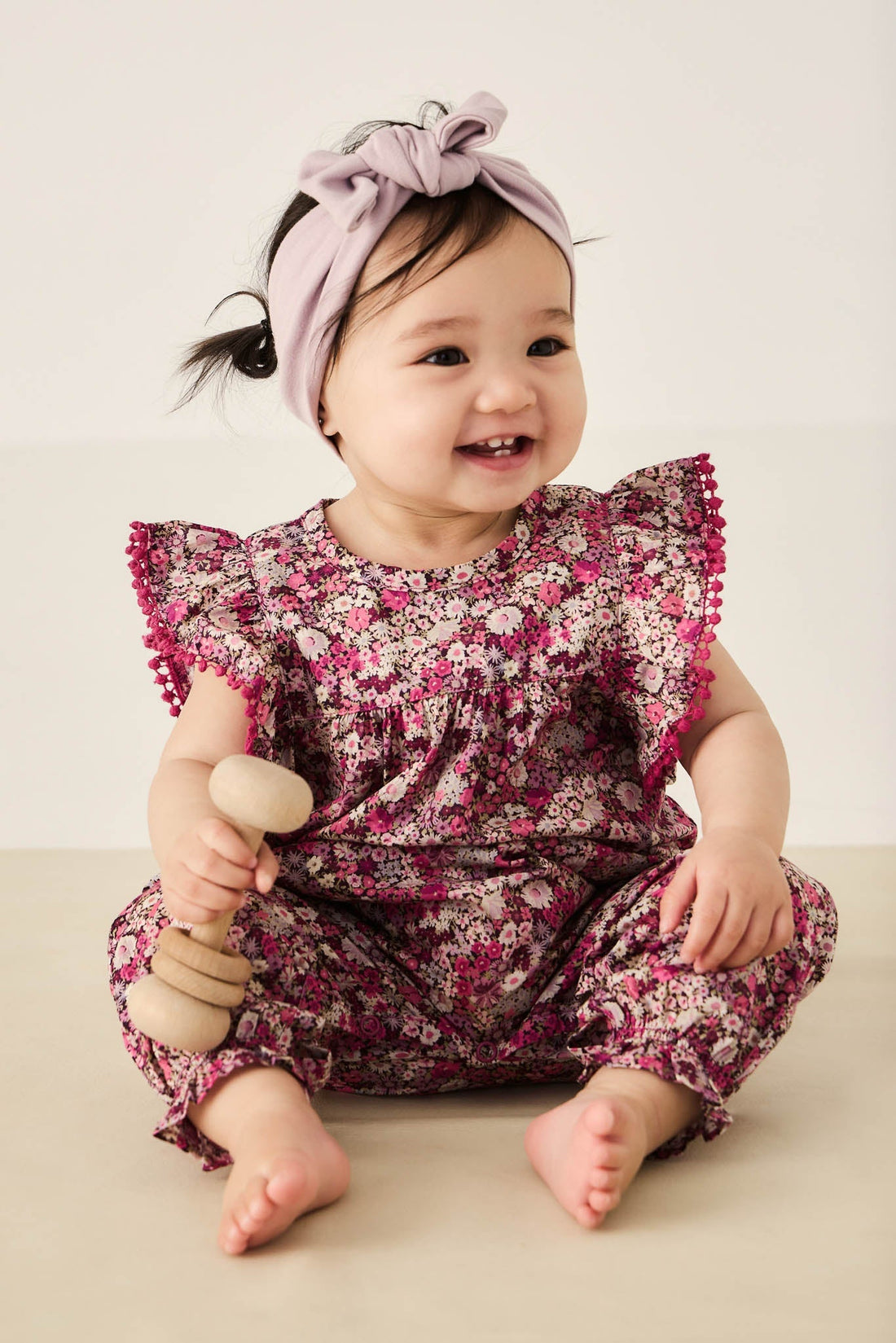 Organic Cotton Martha Playsuit - Garden Print Childrens Playsuit from Jamie Kay Australia