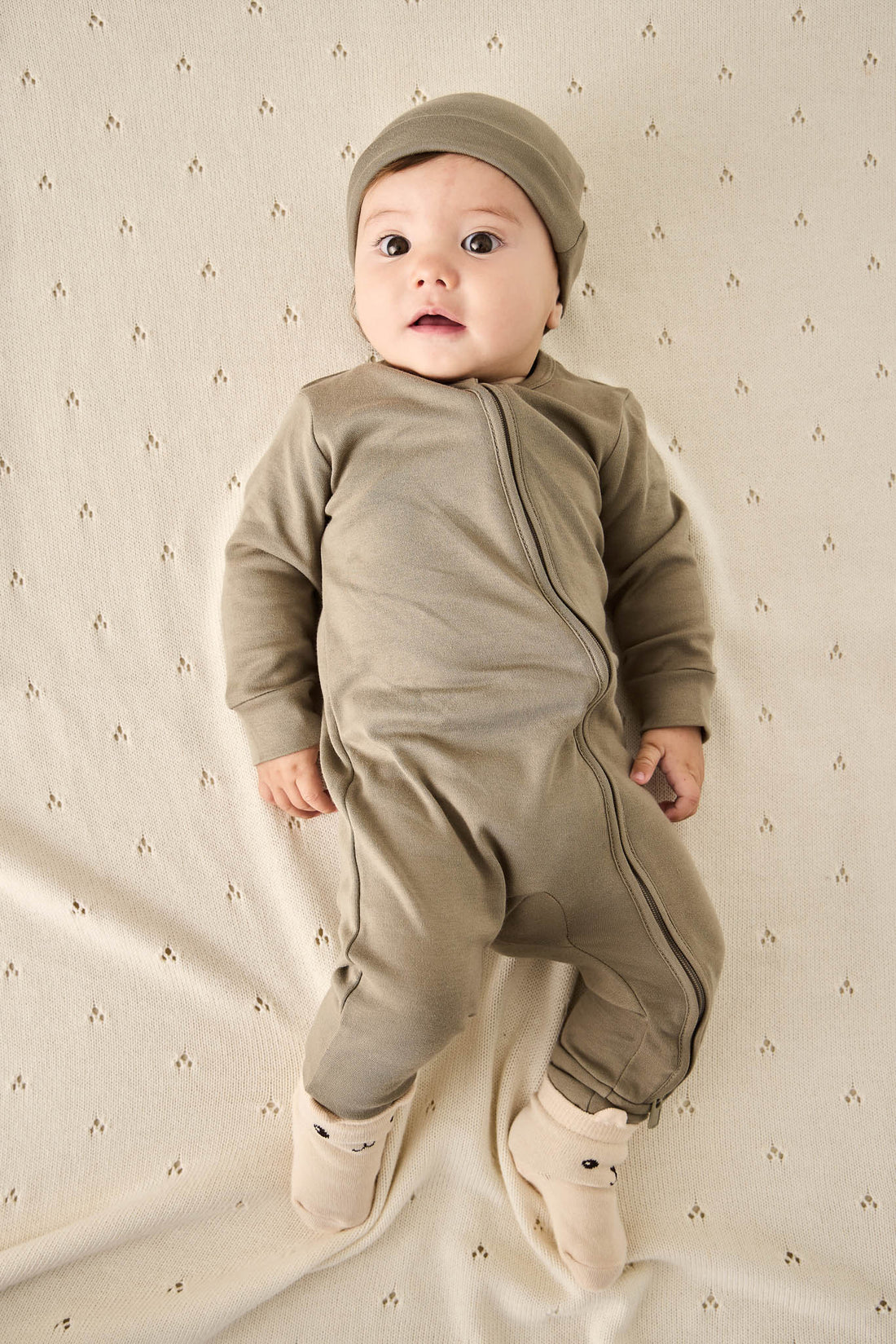 Pima Cotton Frankie Zip Onepiece - Vert Childrens Onepiece from Jamie Kay Australia