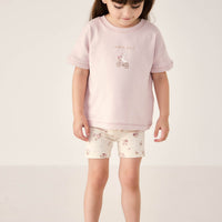 Organic Cotton Everyday Bike Short - Lauren Floral Tofu Childrens Short from Jamie Kay Australia