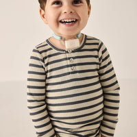 Organic Cotton Modal Long Sleeve Henley - Cassava/Arctic Childrens Top from Jamie Kay Australia