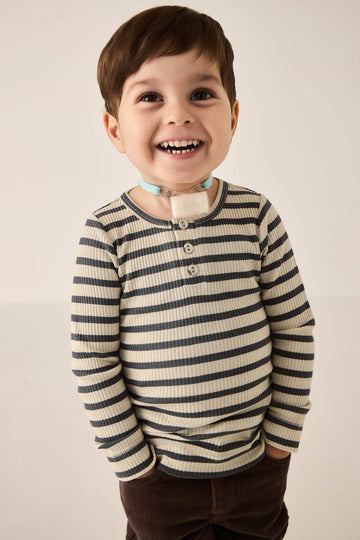 Organic Cotton Modal Long Sleeve Henley - Cassava/Arctic Childrens Top from Jamie Kay Australia