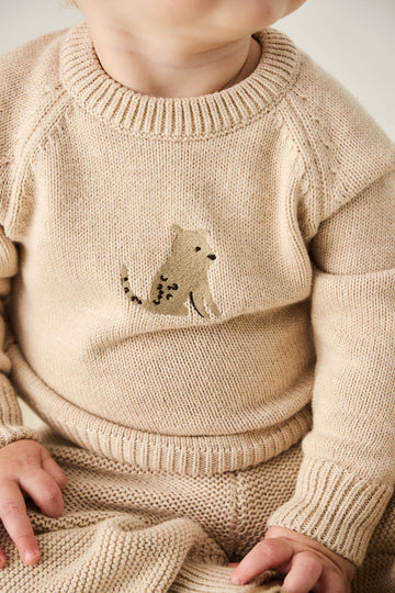 Ethan Jumper - Oatmeal Marle Leopard Childrens Jumper from Jamie Kay Australia