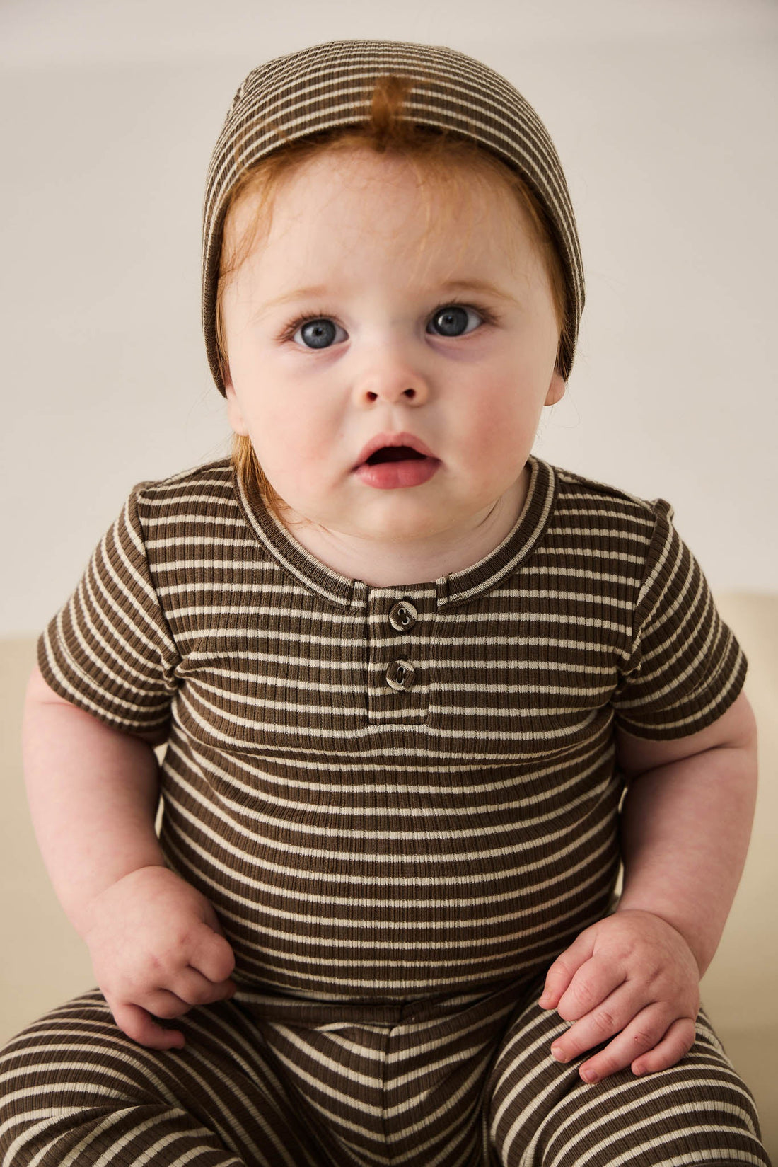 Organic Cotton Modal Darcy Rib Tee Bodysuit - Bear/Cassava Childrens Bodysuit from Jamie Kay Australia