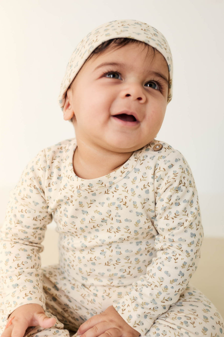 Organic Cotton Fernley Bodysuit - Blueberry Ditsy Childrens Bodysuit from Jamie Kay Australia