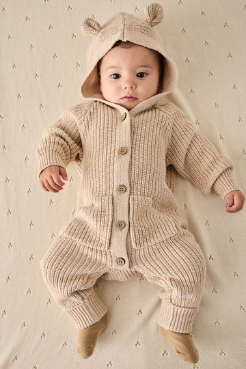 Bear Knit Onepiece - Oatmeal Marle Fleck Childrens Onepiece from Jamie Kay Australia