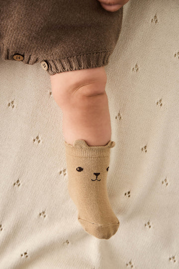 George Bear Ankle Sock - Bronzed Marle Childrens Sock from Jamie Kay Australia