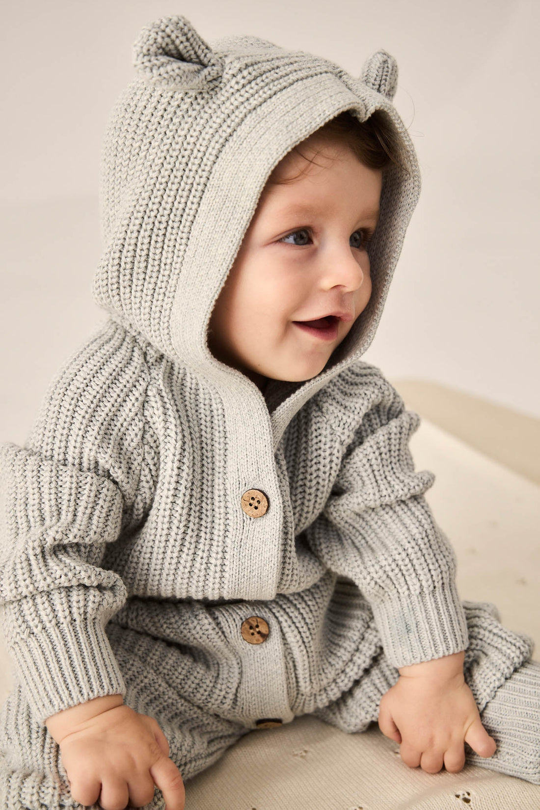 Bear Knit Onepiece - Ocean Spray Fleck Childrens Onepiece from Jamie Kay Australia