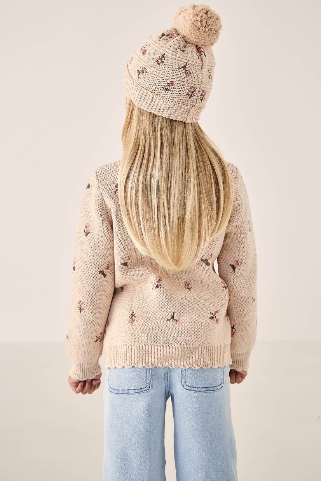 Delilah Cardigan - Delilah Jacquard Misty Rose Childrens Cardigan from Jamie Kay Australia