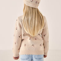 Delilah Cardigan - Delilah Jacquard Misty Rose Childrens Cardigan from Jamie Kay Australia