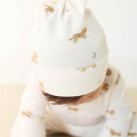 Organic Cotton Knot Beanie - Lenny Leopard Cloud Childrens Hat from Jamie Kay Australia