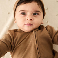 Pima Cotton Frankie Zip Onepiece - Cream Caramel Childrens Onepiece from Jamie Kay Australia