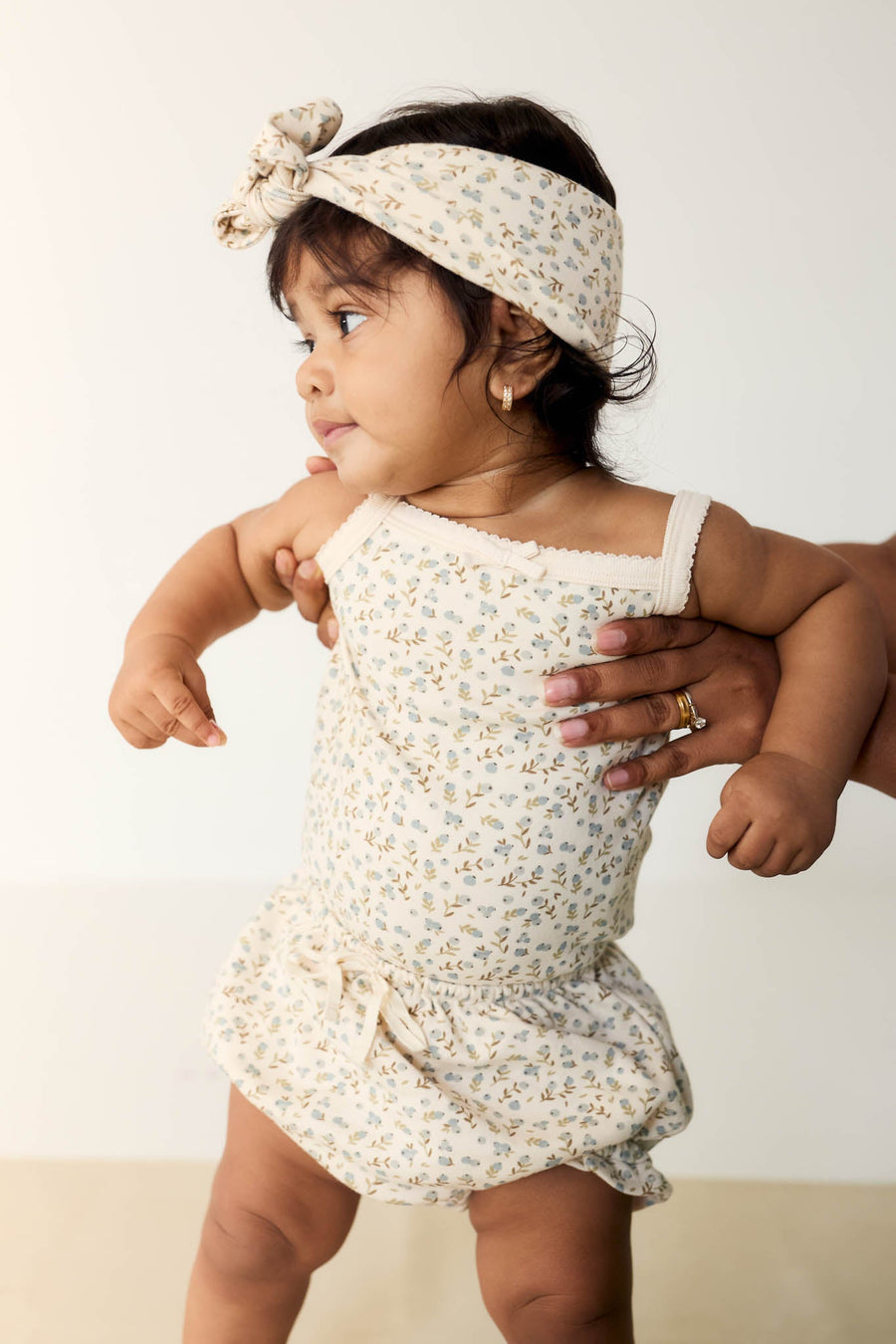 Organic Cotton Bridget Singlet Bodysuit - Blueberry Ditsy Childrens Bodysuit from Jamie Kay Australia