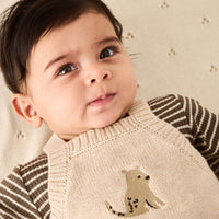 Ethan Playsuit - Oatmeal Marle Leopard Childrens Playsuit from Jamie Kay Australia