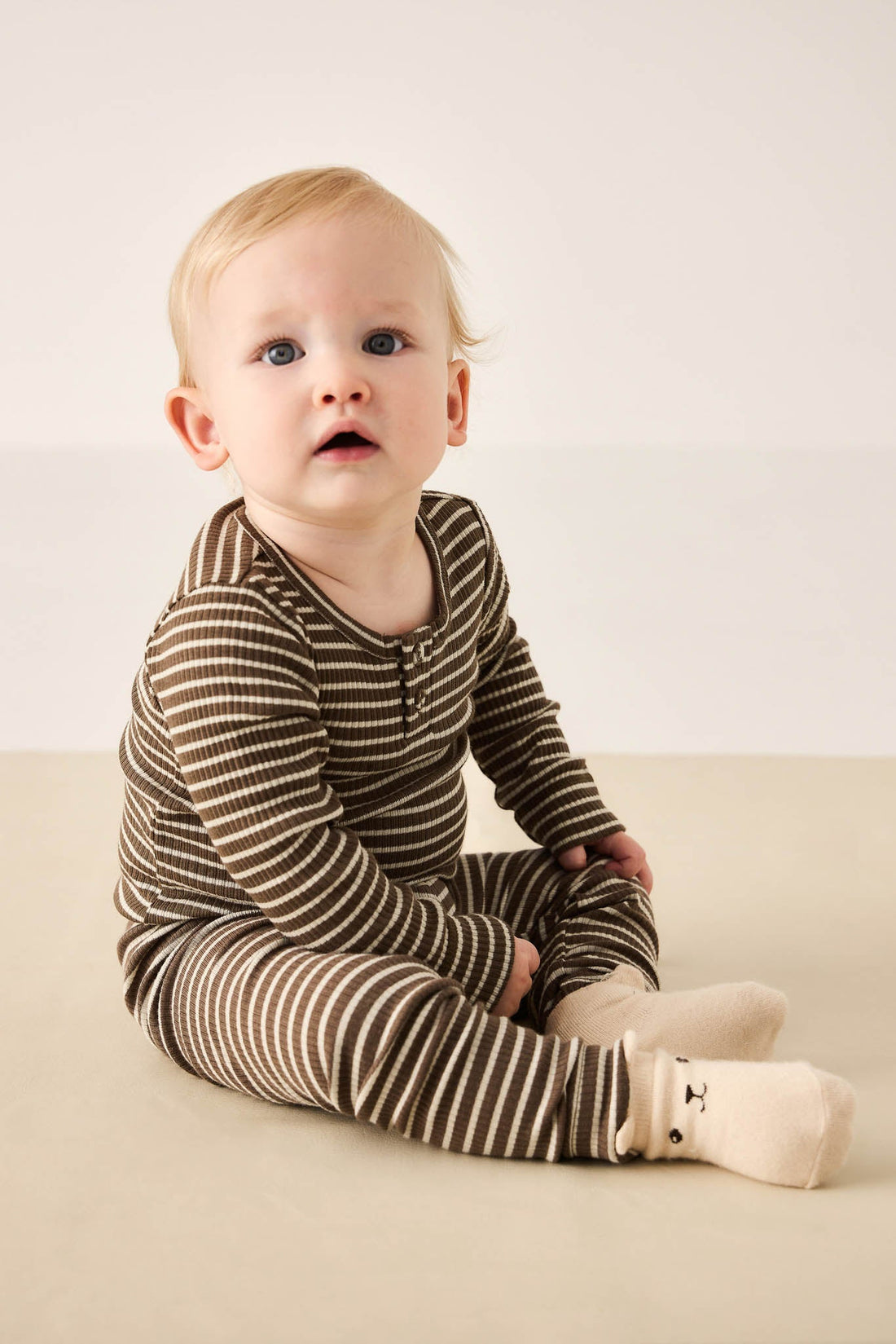 George Bear Ankle Sock - Egret Childrens Sock from Jamie Kay Australia