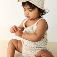 Organic Cotton Bridget Singlet Bodysuit - Blueberry Ditsy Childrens Bodysuit from Jamie Kay Australia