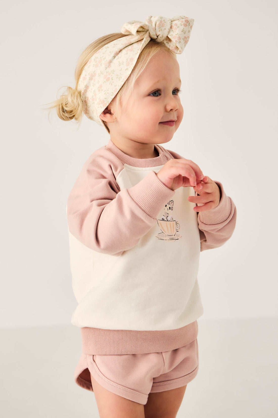 Organic Cotton Headband - Rosalie Floral Mauve Childrens Headband from Jamie Kay Australia